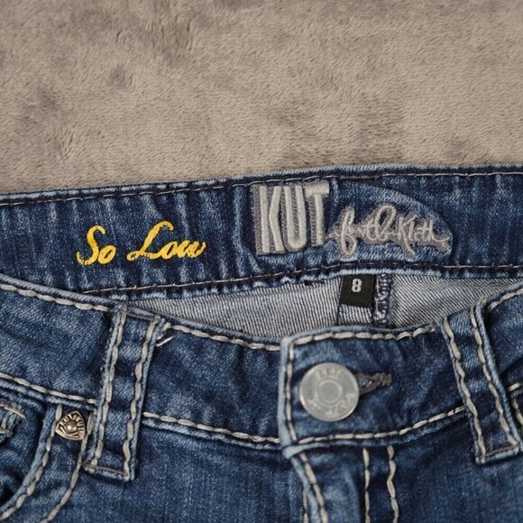 Kut From the Kloth Jeans Womens Low Rise Dark Wash Distressed Bootcut Size 8 - Picture 6 of 11
